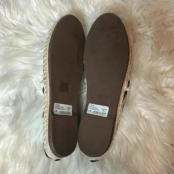 Designer Schutz Ohanna Leopard Fringe Canvas Espadrilles Loafer Flats Size 8.5 - Picture 9 of 10